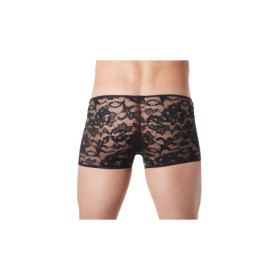 Boxer noir en fine dentelle avec légère transparence 